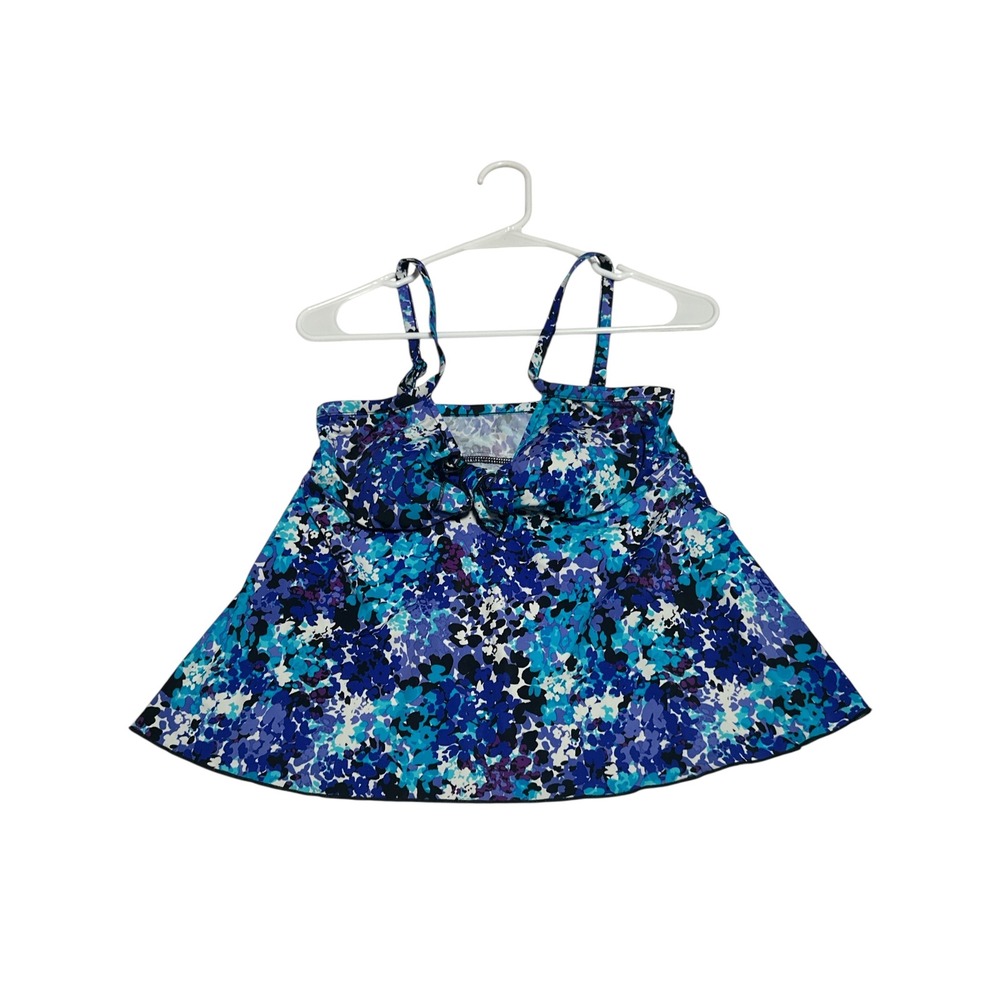 Maxine of Hollywood Blue‎ Floral Tankini Swim Top Empire Waist Womens 10 MM4GY62